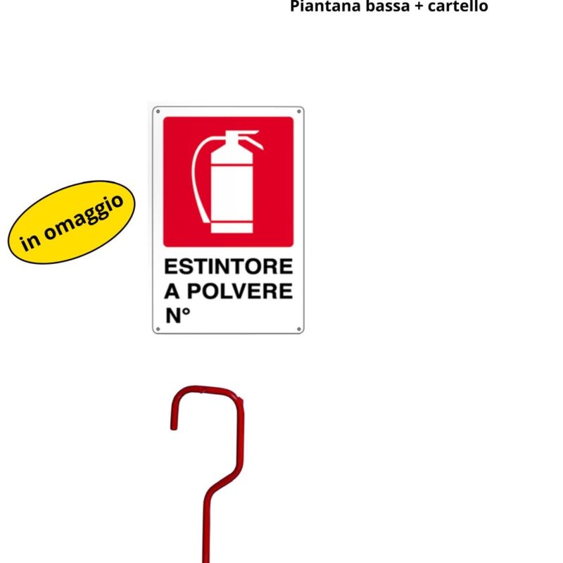 Piantana porta estintore bassa + cartello